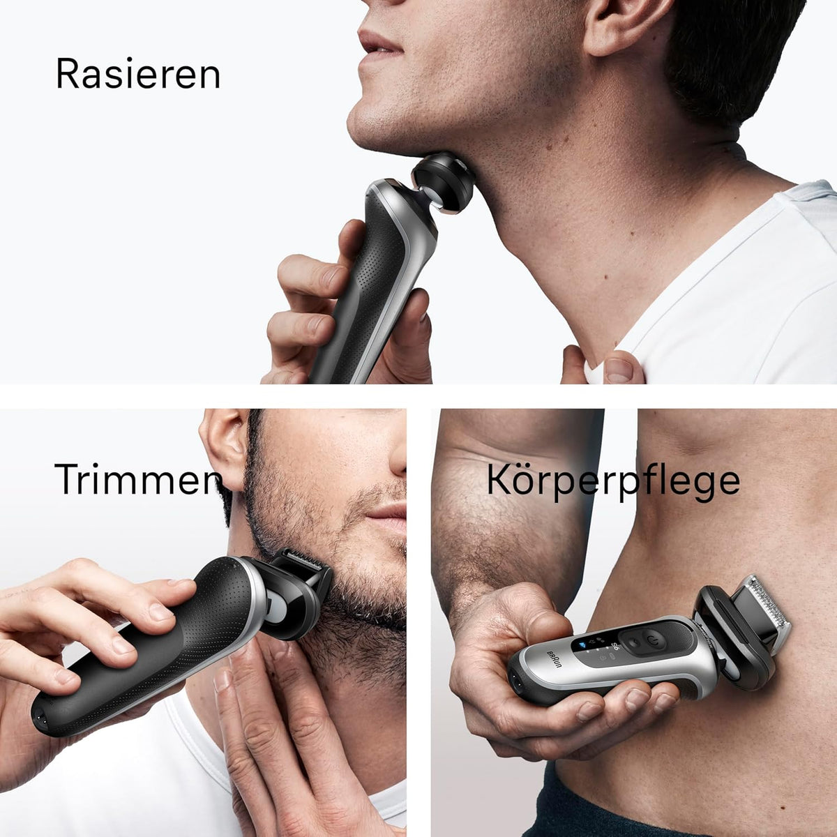 Braun Series 6 Elektrorasierer Herren, Rasierapparat mit 60 Min. Akku, 4in1 SmartCare Reinigungsstation, +2 Aufsätze, Kabelloser Nass- und Trockenrasierer für Männer, Wasserdicht, 62-S7650cc, Silber