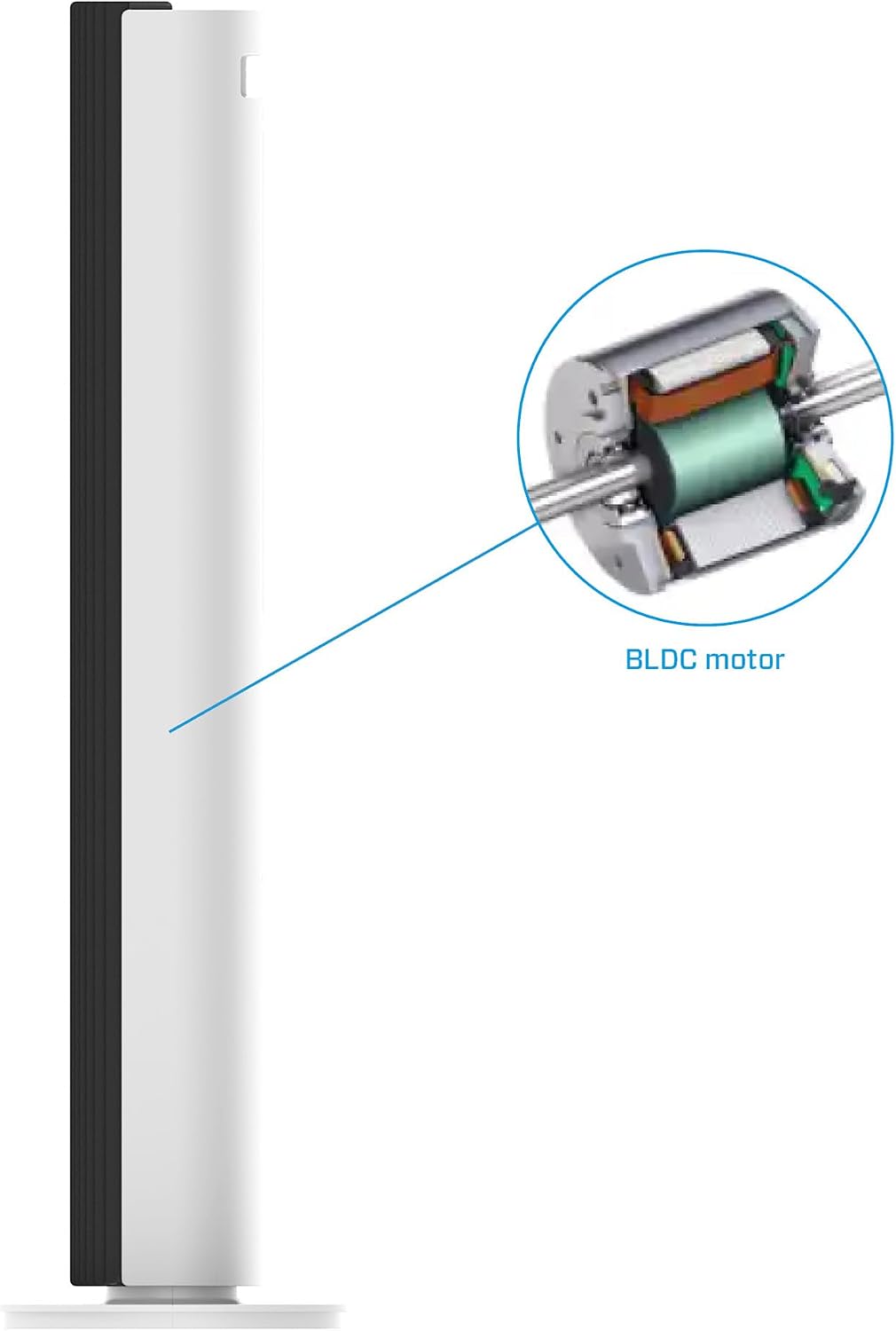 Clean Air Optima CA-407 Smart - Luxus Turmventilator - Luftdurchsatz bis 500m³/h - Oszillation 90º - Staubfilter für saubere und frische Luft - Smartphone-Bedienung (Weiß/schwarz)