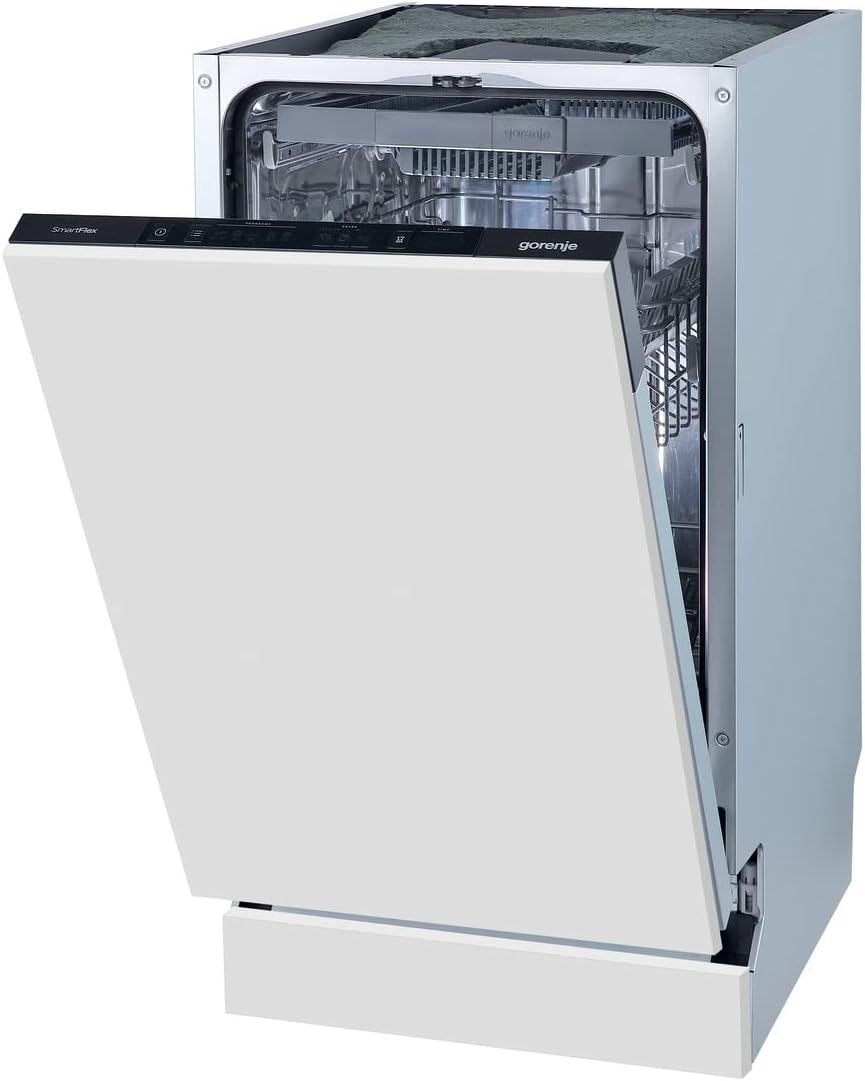 Gorenje GV561C10 Vollintegrierbar Geschirrspüler/45 cm/5 Programme/10 Maßgedecke/15 Min Schnellwaschgang/MultiClack/Warmwasseranschluss/Dritter Sprüharm/TotalDry/Einbaumaße (BxHxT): 44,8 ×81,5× 55cm