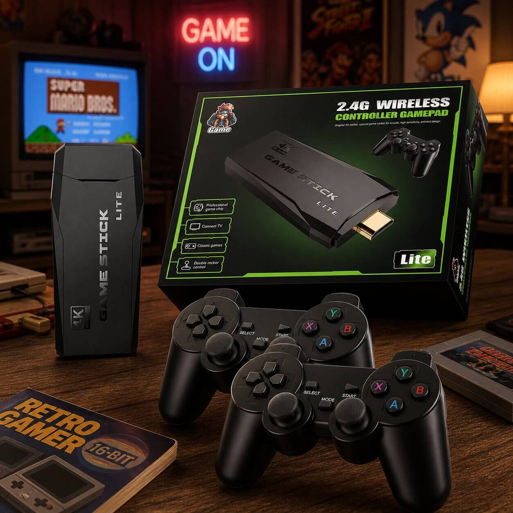 Retro Spielekonsole mit 2 kabellosen Controllern | Konsolenzier