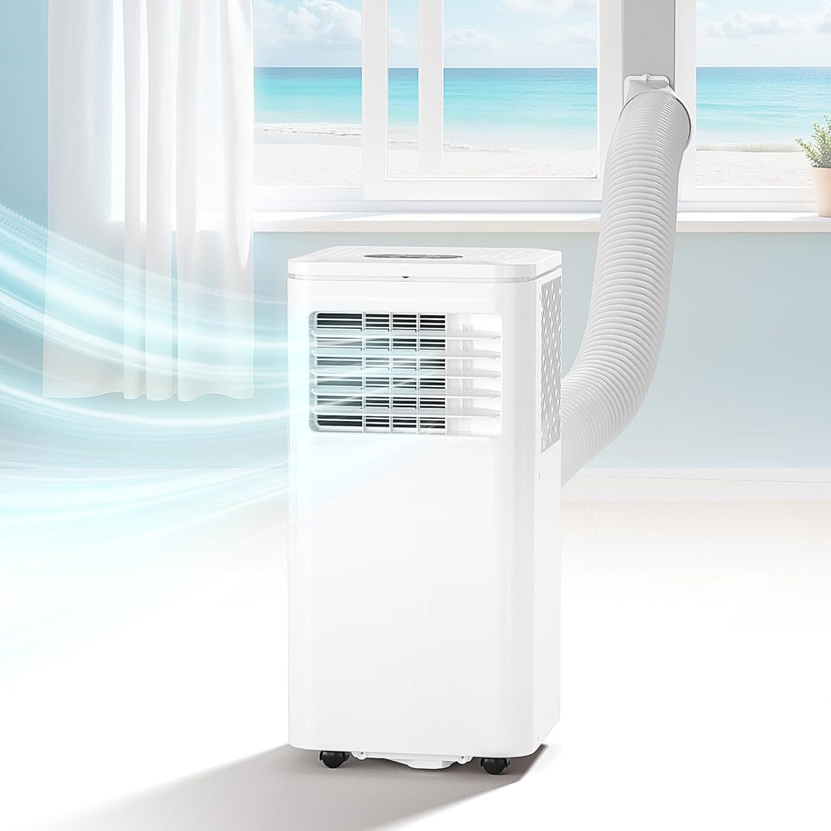10000 BTU Tragbare Klimaanlage Kühlt 450 Sq.Ft, LifePlus Tragbare AC-Einheit mit 4 Modi, Fernbedienung, Fenster-Installationsset, 24H Timer, Leise Energieeffizient für Zimmer, Büros, Wohnungen