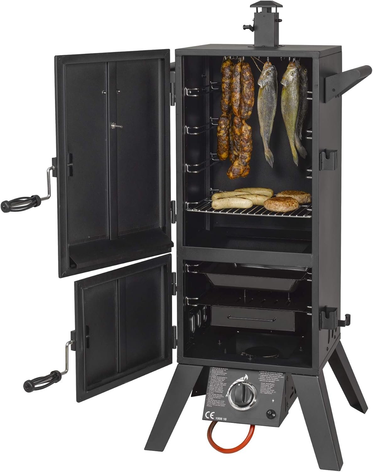 El Fuego® Gasgrill "Portland XL" | inkl. Abdeckhaube | inkl. Gasschlauch und Druckminderer | inkl. Wasserschale & Smokebox | Räuchergrill | Smoker | AY 3172