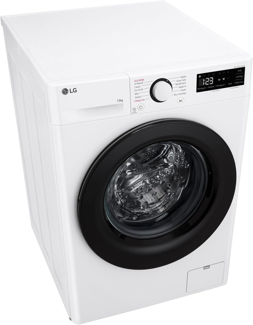LG AI DD F4R3013NSWB Waschmaschine mit Frontlader, 13 kg, Serie R3, Klasse A-20%, 1400 Umdrehungen, AIWash, Dampfwäsche, Motor Direct Drive, Blasenkorb, Smart Diagnosis, freistehend, Weiß