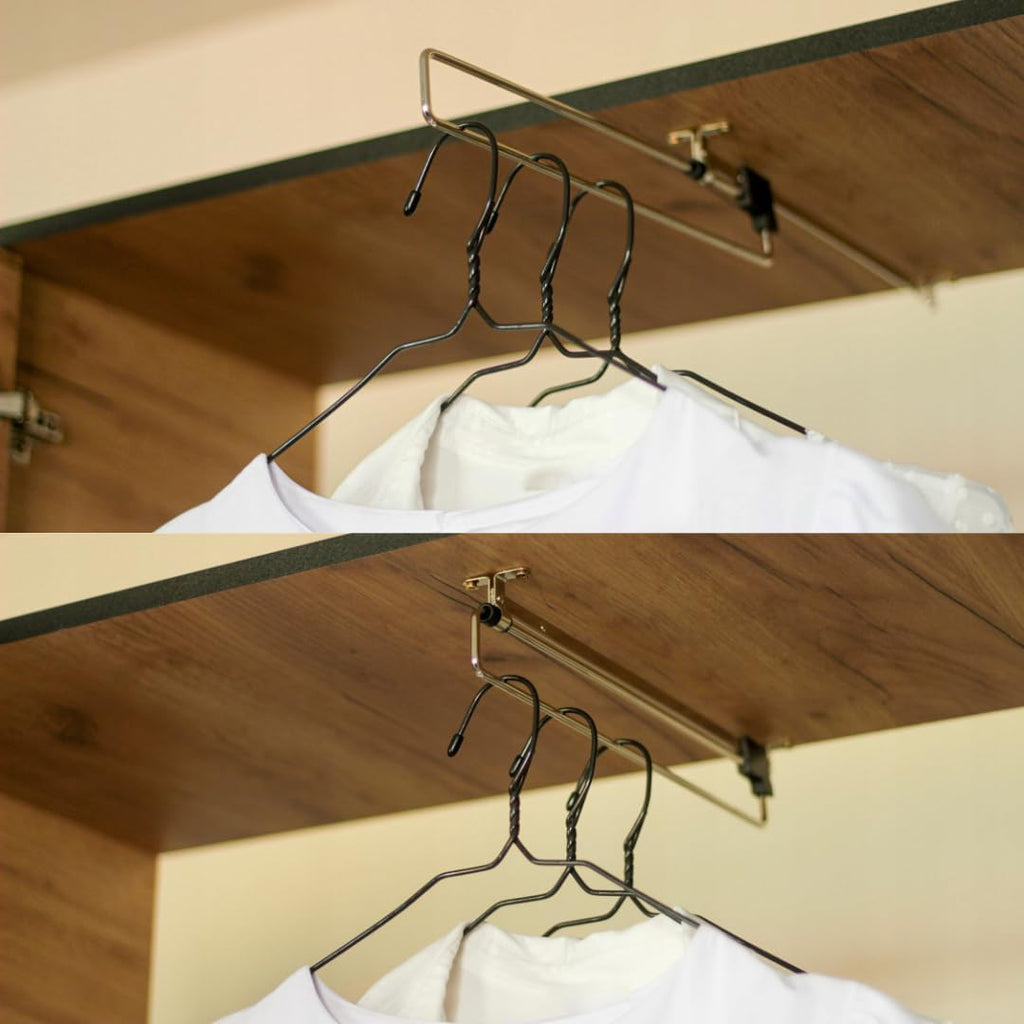 KIER FURNITURE Kleiderschrank mit Spiegel - Garderobenschrank mit Push to Open Türöffner - Schrank mit Ausziehbare Kleiderstange - Eden - 104,8x205x39cm - Craft Eiche