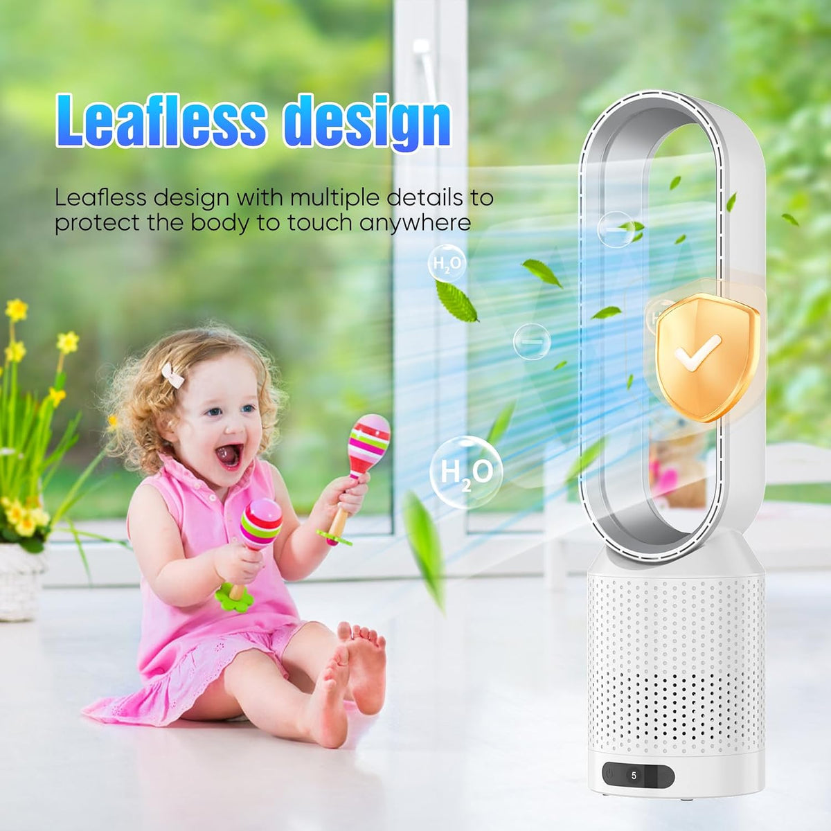 Rotorloser Ventilator mit Fernbedienung,2in1 Turmventilator sehr Leise & Luftreiniger mit HEPA, 8 Geschwindigkeiten,90° Oszillation,Timer,Luftkühler, mobiles Klimagerät,für Schlafzimmer Büro (Weiß)