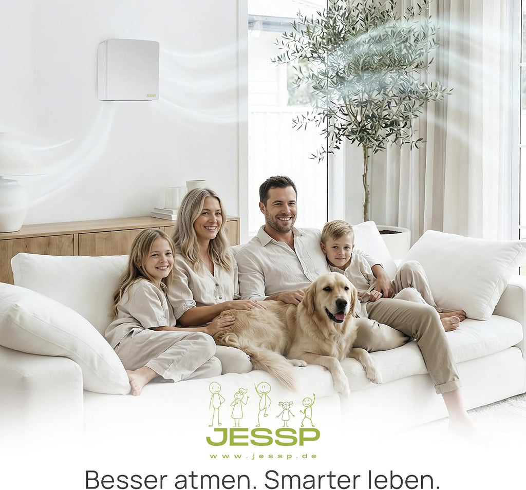 Eco Smart DZWR – Lüfter mit CO₂-Steuerung - Dezentrale Wohnraumlüftung mit Wärmerückgewinnung – F7 Filter & 97% Wärmerückgewinnung – Lüftungssystem 160 mm – 60 m³/h – WLAN & App