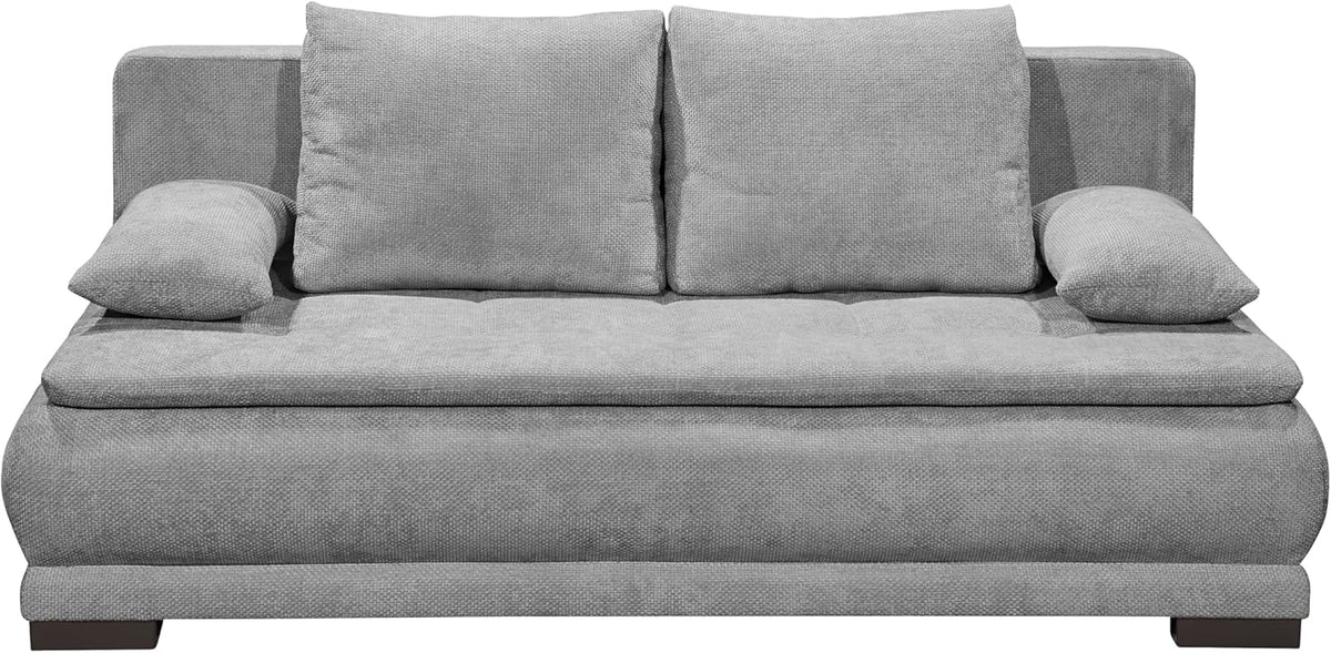 Liam Schlafsofa in grau – Modernes Design mit Bonell-Federkern, Bettkasten & Schlaffunktion für höchsten Komfort im Wohn- und Gästebereich