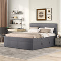 Boxspringbett 140x200 mit Bettkasten, Doppelbett Polsterbett mit Lattenrost, Bett, Betten, Bettgestell mit Stauraum, Schlafzimmer Komplett, Stauraumbett (Grau, Doppelbett 140x200), TkopyBed0615