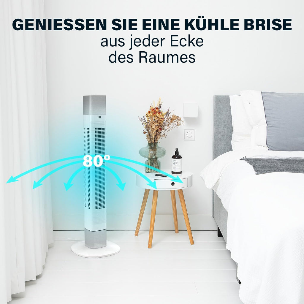 Princess Geräuscharmer Turmventilator - Höhe 103 cm - 3 Modi & 3 Geschwindigkeiten - Oszillation - Steuerbar per App