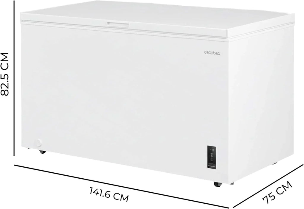 Cecotec Congelador Horizontal 418L Bolero CoolMarket Chest 418P White D. Cesta con Asas, Control Electrónico LED, Ruedas, Bajo Consumo, UltraContact D-Cool, Dual Function, Puerta ZeroG, Fast Freezing