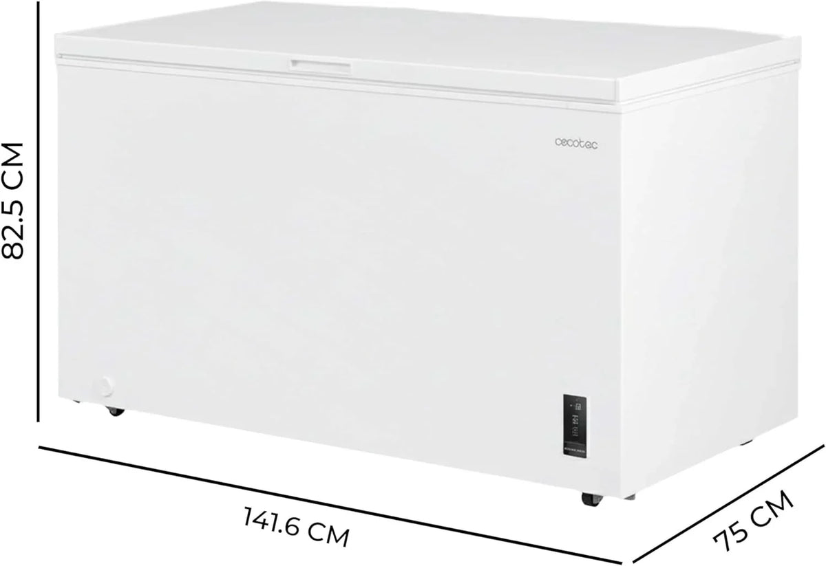 Cecotec Congelador Horizontal 418L Bolero CoolMarket Chest 418P White D. Cesta con Asas, Control Electrónico LED, Ruedas, Bajo Consumo, UltraContact D-Cool, Dual Function, Puerta ZeroG, Fast Freezing