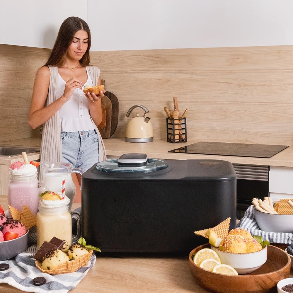 Cecotec Eismaschine mit 1,2 L Kompressor Gelacy 1200 Touch. 110 W, Eiscreme-Maschine, Touchscreen, Kontrollfenster, Entnehmbarer Motor, Eiscreme in 30 Minuten