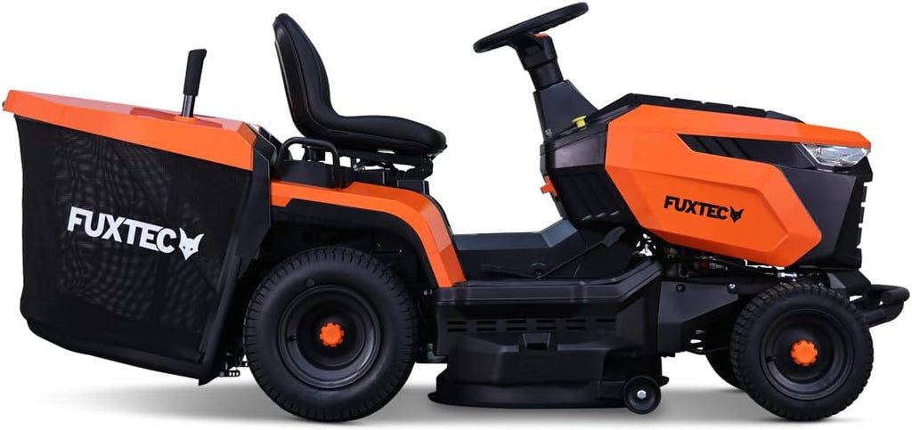 FUXTEC Rasentraktor FX-RMT92A, Aufsitzmäher mit 92cm Schnittbreite, 6-stufige Schnitthöhenverstellung, 452ccm Hubraum, Hydrostat, Rückwärtsmähen, geeignet für Flächen bis 6500m²