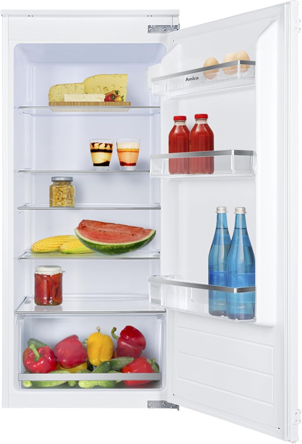 Amica Einbau‑Vollraum‑Kühlschrank Schlepptür‑Technik 1220 mm Nische elektronische Steuerung Inverter‑Motor LED‑Beleuchtung 54 x 122,1 x 54 cm – Einbaukuehlschrank