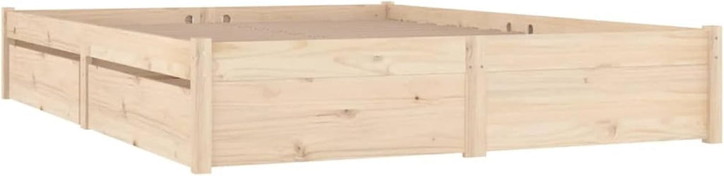 Bett 200x200 mit Stauraum Holz Bett mit Schubladen Stauraumbett mit Lattenrost Doppelbett Bettkasten Jugendbett Holzbett Bettrahmen Schlafzimmer-Natur-200 x 200 cm