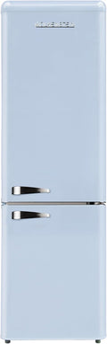 Wolkenstein KG250.4RT LB Retro Kühl-Gefrier-Kombination | Hellblau | 249 Liter Nutzinhalt | 4 Sterne 69 Liter Gefrierfach | Nur 41 dB | LED-Beleuchtung | Silber Applikation | Freistehend