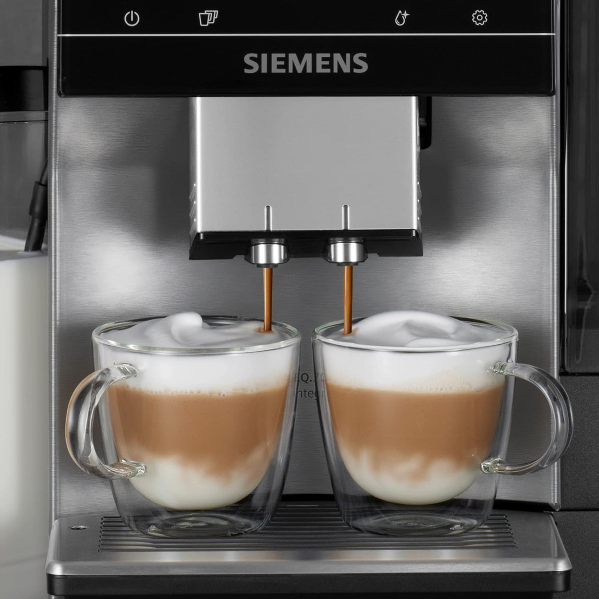 Siemens Kaffeevollautomat EQ900 TQ903D03, App-Steuerung, intuitives Full-Touch-Display, Barista-Modus, AromaBoost, Geräuschreduzierung, Premiummahlwerk, automatische Dampfreinigung, 1500 W, edelstahl