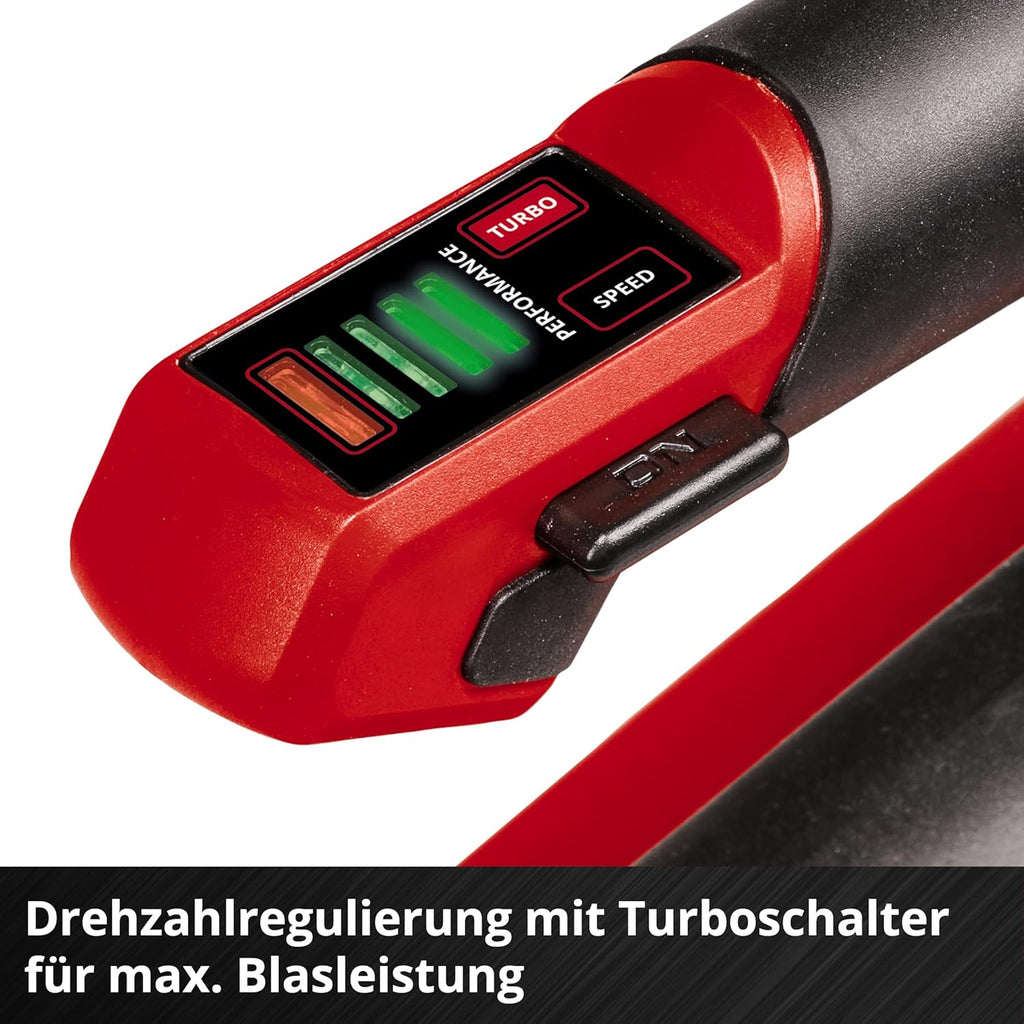 Einhell Akku-Laubbläser GP-LB 18/200 Li E Power X-Change (18V, Brushless, Drehzahlregulierung, Axialgebläse-Technologie, inkl. 4,0 Ah Akku und Ladegerät)