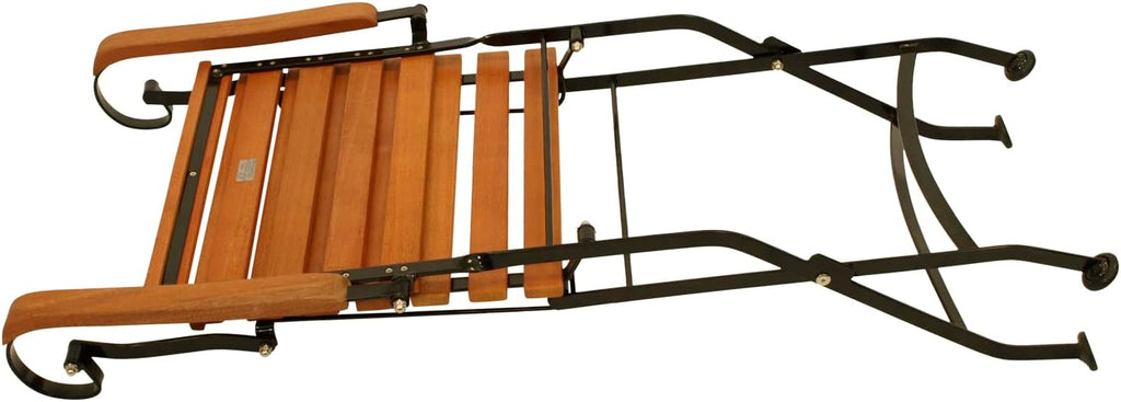 DEGAMO Garten Sitzgruppe Klappgarnitur HOFGARTEN 5-teilig (4X Armlehnensessel, 1x Tisch 70x120cm), Stahl schwarz pulverbeschichtet, Eukalyptus Holz braun geölt, FSC®-Zertifiziert, Outdoor