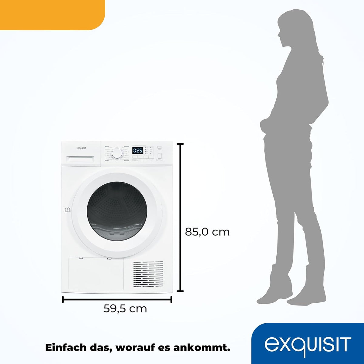 Exquisit Wärmepumpentrockner, 8kg Trockner mit 16 Programmen, Startzeitvorwahl, Knitterschutz, TWP803-030E weiss