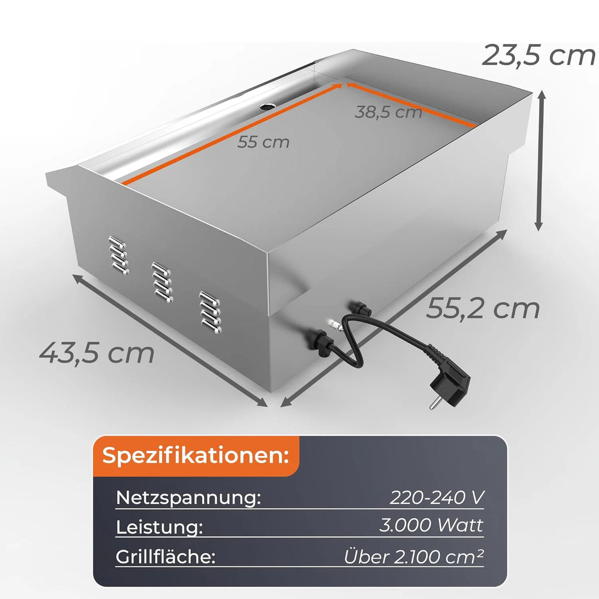 Elektrogrill Edelstahl 3000
