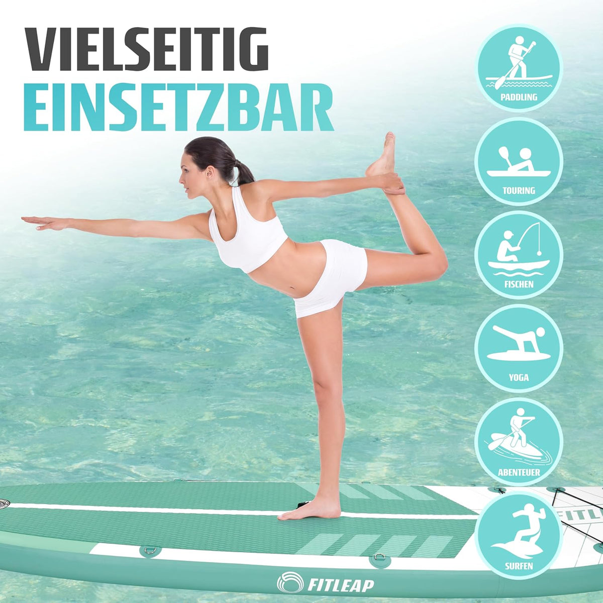 Premium Stand Up Paddle Board aufblasbar - SUP Board Set mit Hochdruckpumpe, verstellbarem Paddel und Rucksack - Ideal für Anfänger und Profis - Perfekt für Yoga, Surfen und Wassersport