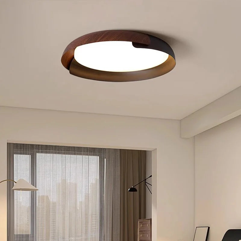 Moderne Deckenleuchte mit Holzmuster – Stilvolle LED Beleuchtung für Wohnzimmer