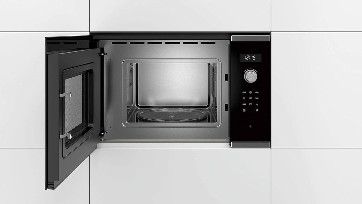 BFL524MS0 Serie 6 Einbau-Mikrowelle, 38 x 60 cm, 800 W, Drehteller 25,5cm, Türanschlag Links, AutoPilot 7 7 Automatikprogramme, Reinigungsunterstützung, LED-Touchdisplay, Edelstahl