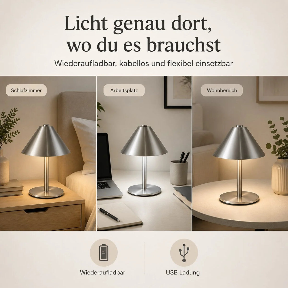 LED Tischlampe mit Touch Sensor | Samtlicht