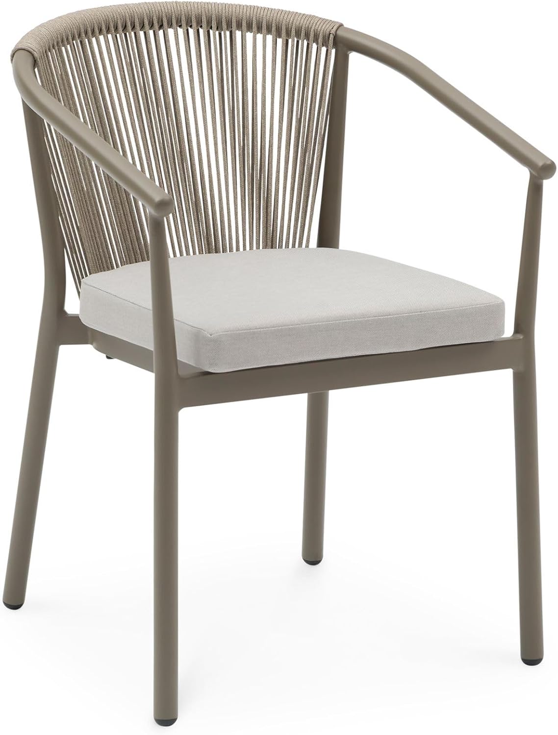 IDIMEX Gartenmöbel Set TAVOLO mit 6 Stühlen und Tisch, Champagner - 180x90 cm Gartentisch mit Keramik- Platte, Outdoor Essgruppe, Stühle mit Rope Bespannung, wetterfest für Garten Terrasse & Balkon