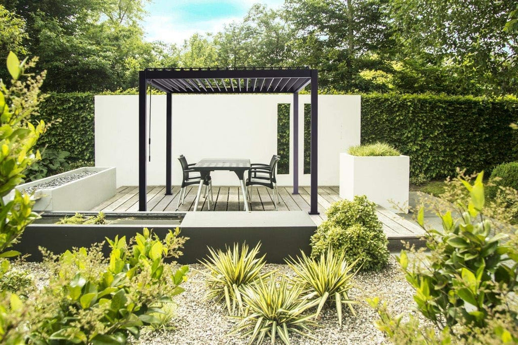 Mirador Basic Pavillon 3 x 3 m Wasserdicht - Pergola mit Lamellendach - Aluminium/Stahl Terrassenüberdachung - Schwarz - 88MM