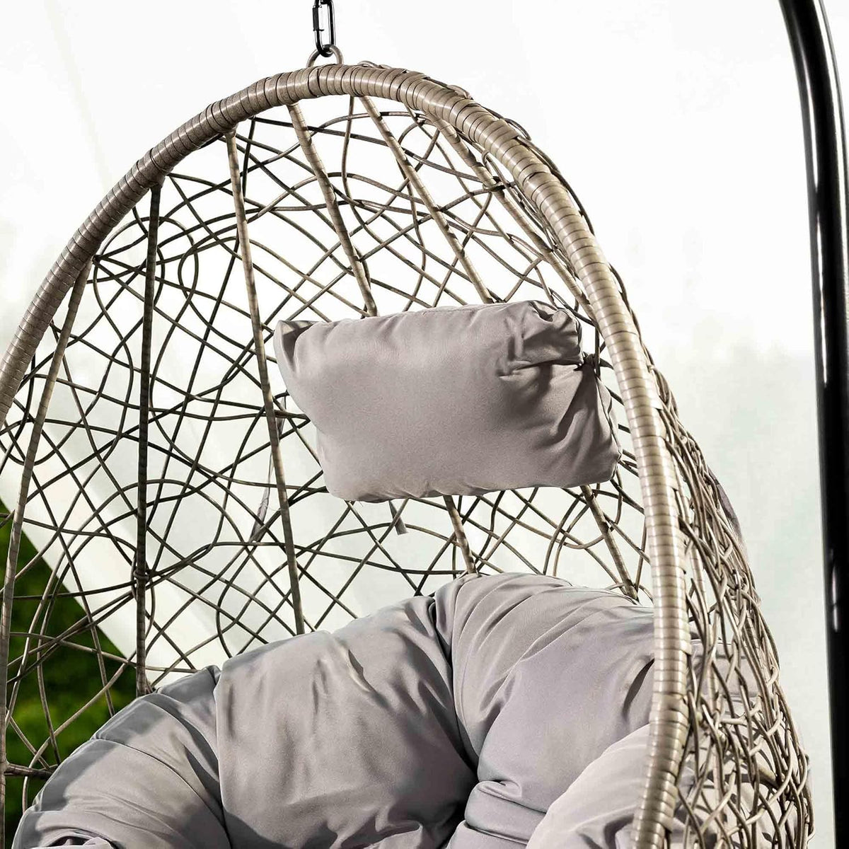 di volio Hängesessel BACOLI Hängekorb Hängeschaukel für Garten und Terasse inkl. Kissen + Fleecedecke (Grau/Grau)