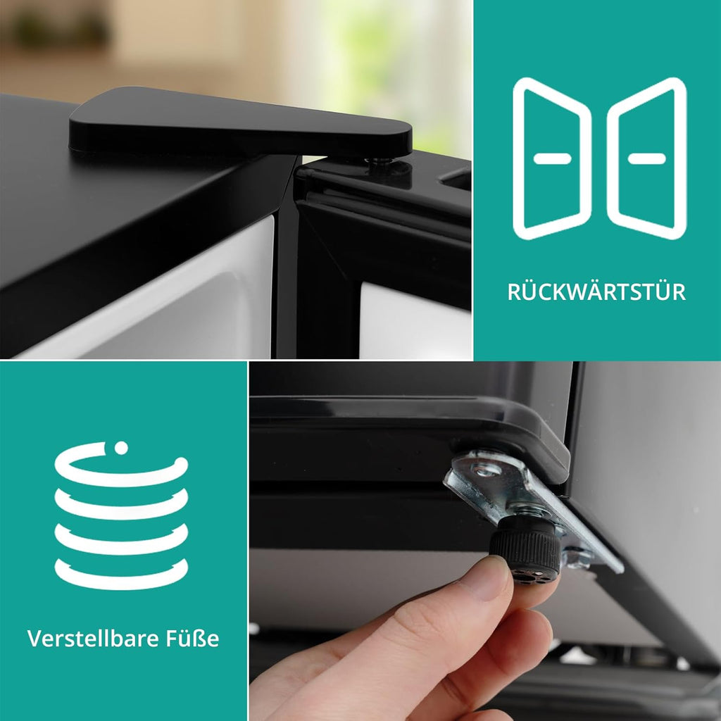 SMETA Mini kühlschränke 45L, Getränkekühlschrank klein 230V, Leise Tischkühlschrank für Büro, Camping, Schlafzimmer & Hotel mit Umkehrbarer 6-Stufen Thermostat, 39dB, 0-10℃,Schwarz