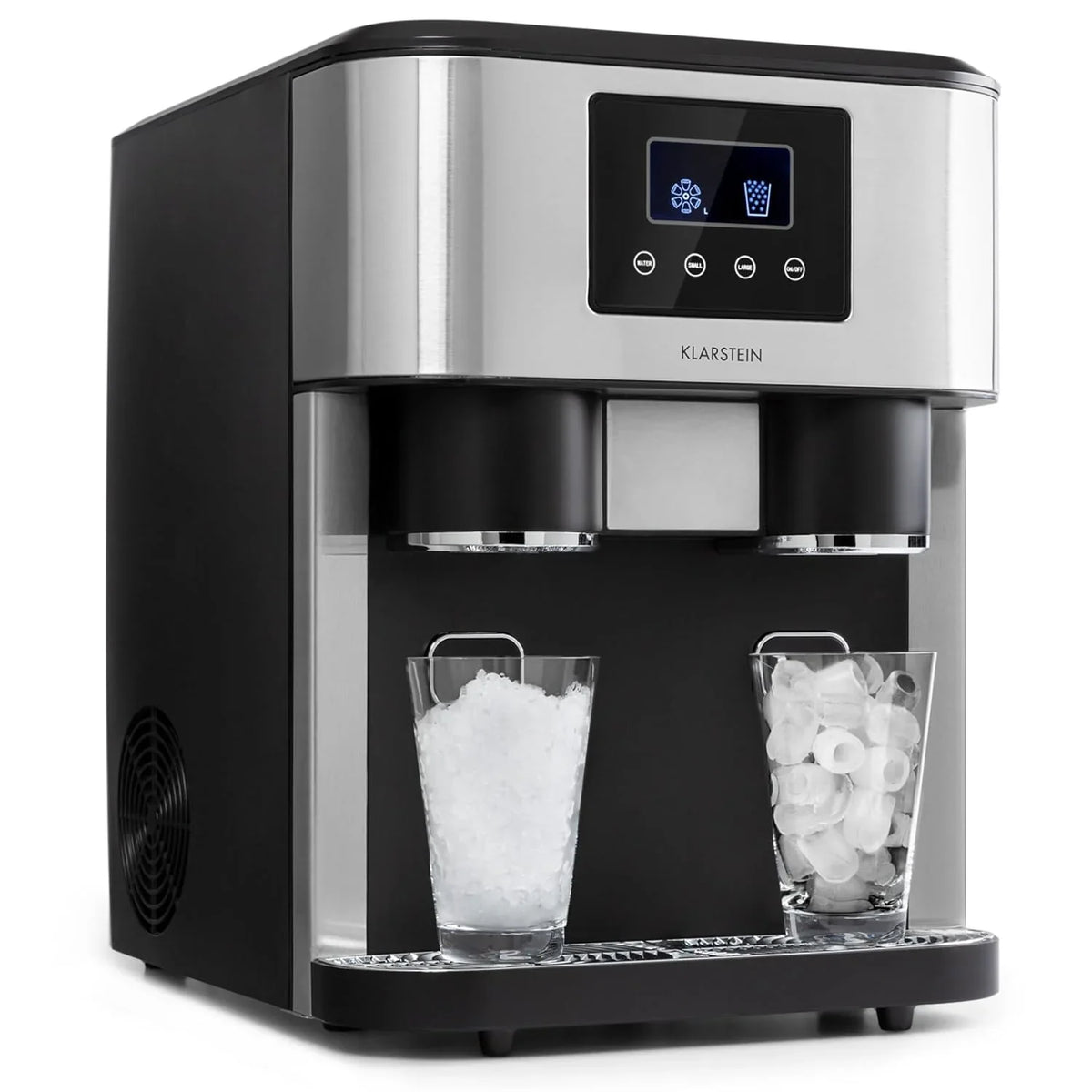 Klarstein Maquina de Hielo Doméstica, 1,8L, Gris oscuro, Ice Maker Encimera 15 kg, para Hacer Cubitos de Hielo y Picado en Casa, con Panel Táctil y Sistema Fácil Limpieza, Función Rápida