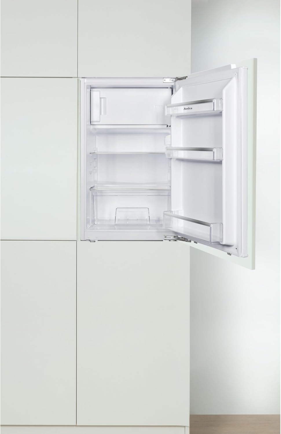 Amica Einbau‑Kühlschrank mit Gefrierfach Festtür‑Technik 880 mm Nische elektronische Steuerung Inverter‑Motor LED Beleuchtung 87,1 x 54 x 54 cm – Einbau Kühl Gefrierkombination