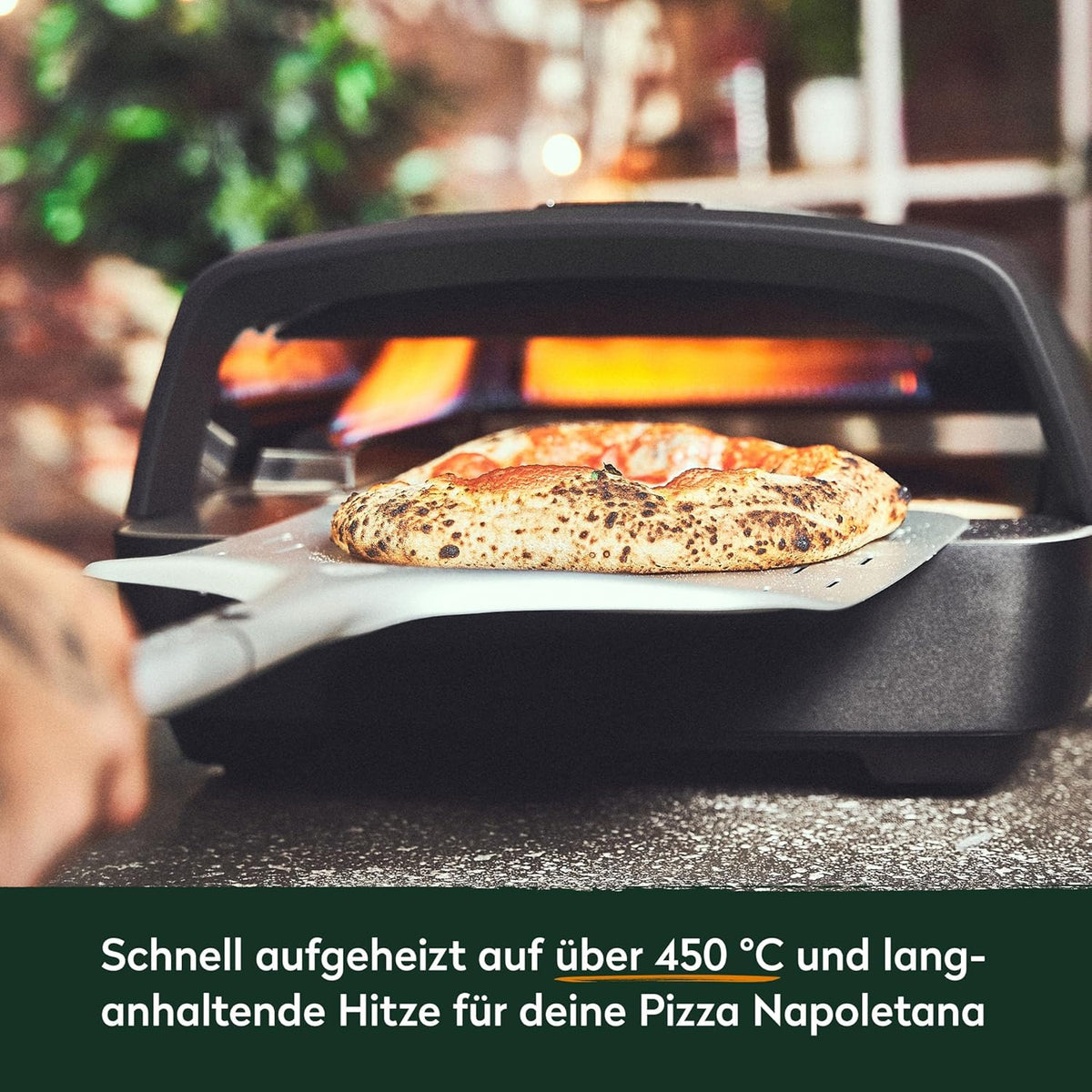 BURNHARD® Gas Pizzaofen - TONY, 450 °C, Tragbarer 5,9 kW Outdoor Ofen für Pizza (58,5 x 47,7 x 24,8 cm) inkl. Cordierit-Pizzastein, geeignet für Terrasse, Balkon und Garten