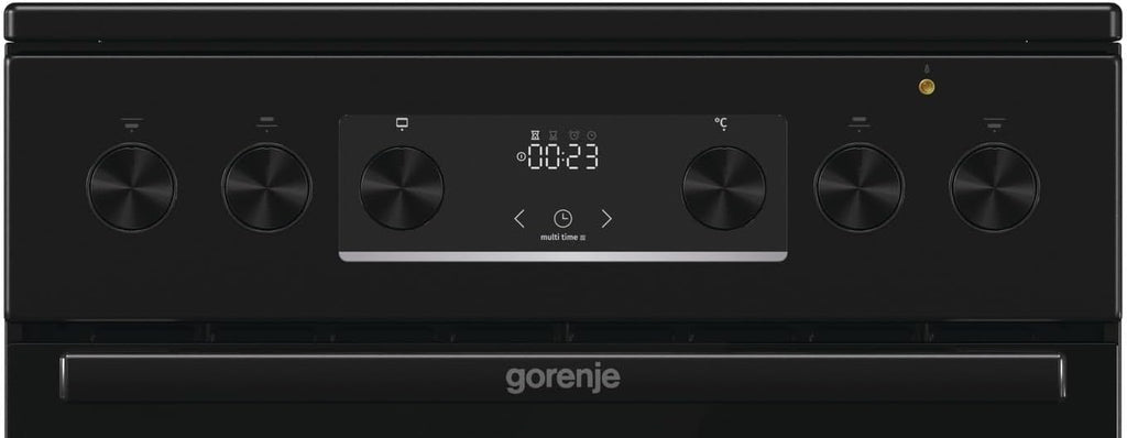 Gorenje GECS5C70BPA Elektro-Standherd mit Glaskeramik-Kochfeld /50cm/70 Liter/GentleClose/Schnellaufheizung/AirFry/ExtraSteam/Teleskopauszüge/AquaClean/schwarz