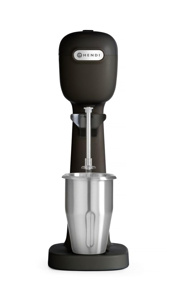 HENDI Milchshake Maker, Inkl. 2 Mixbechers (Edelstahl und Polykarbonat) und 4 austauschbaren Rührwerken, Drink mixer, Frappés, Getränkemixer, 230V/400W, 170x196x(H)490mm, Karamell