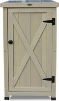 HABAU Gartenschrank Kompakt mit Arbeitsplatte, wetterfest in Grau lasiert, aus zertifiziertem Massivholz, ideal für Garten, Balkon und Terrasse, 45 x 45 x 91 cm