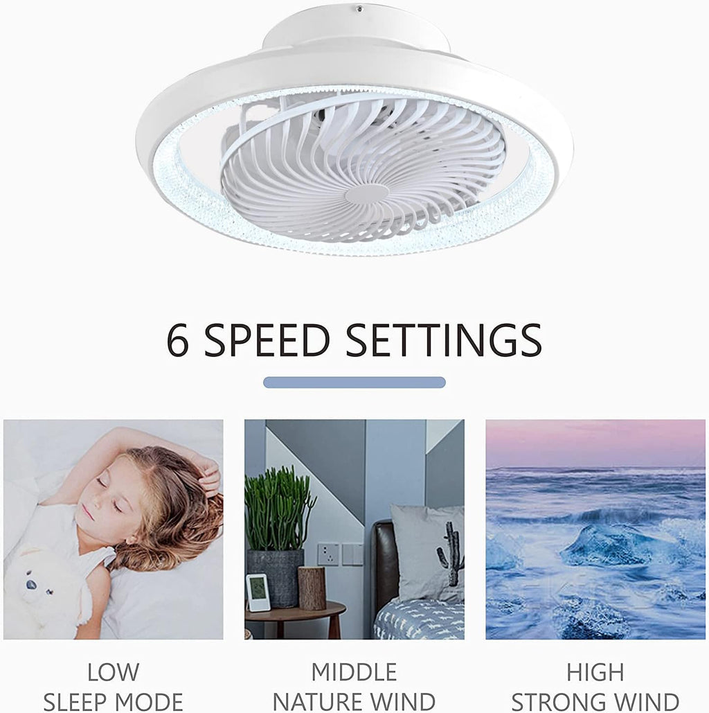 Deckenventilator mit Beleuchtung leise, Deckenleuchte mit Ventilator 360° Drehbare, LED Dimmbar 72W mit Fernbedienung Ventilator lampe, Deckenlampe ür Wohnzimmer, Esszimmer, Schlafzimmer, 49CM