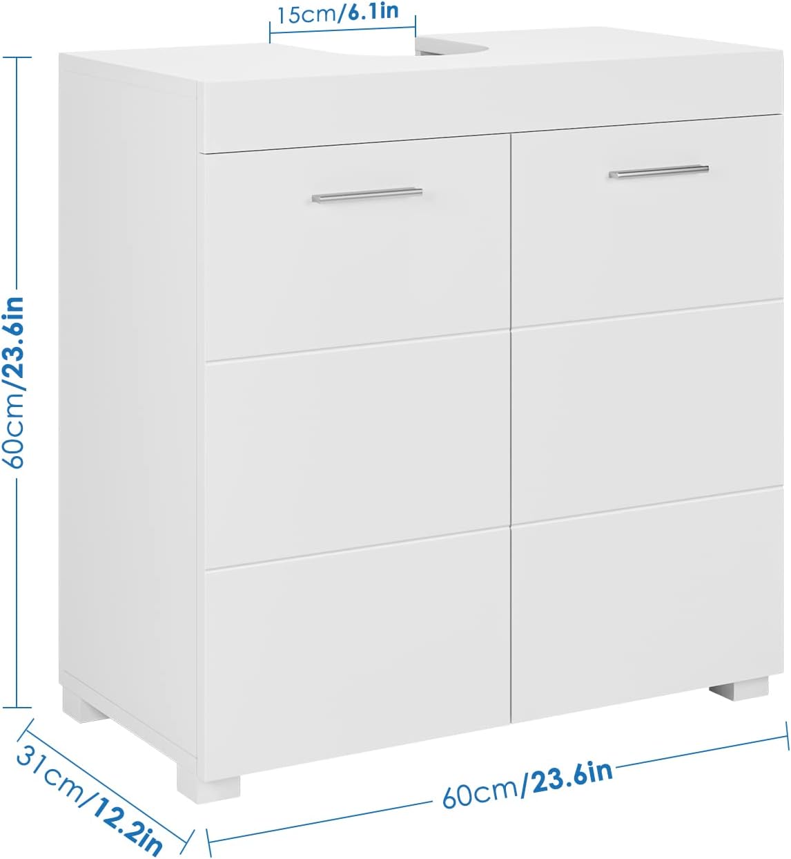 FOREHILL Badmöbel Set weiß, 3 Teile, mit Waschbeckenunterschrank, Hochschrank, Spiegelschrank