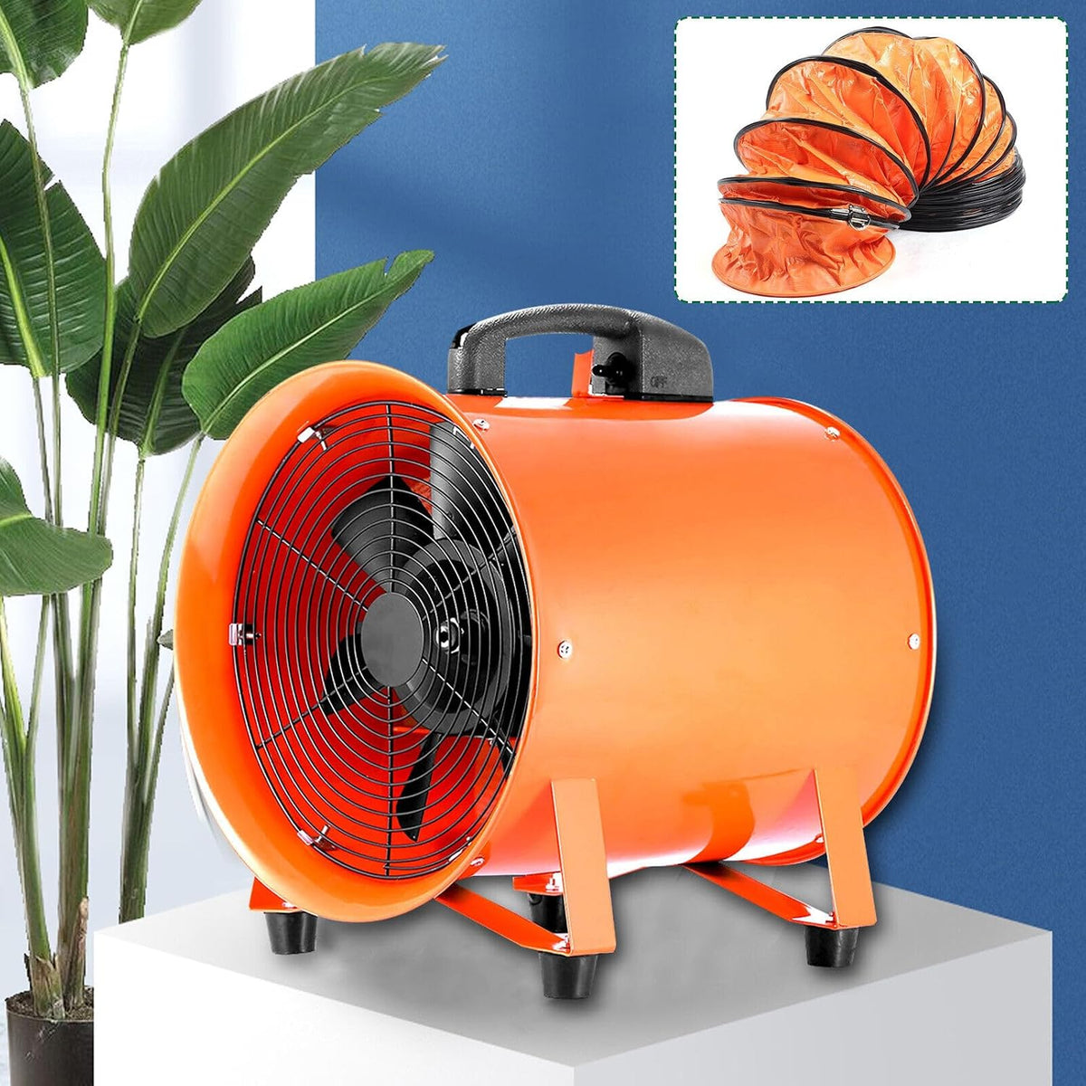 Industrieventilator Axialgebläse Ventilator Baugebläse mit 10m PVC-Schlauch Durchmesser 250mm Leistung 520W für Fabriken Tunnel Automobilherstellung Lagerhallen