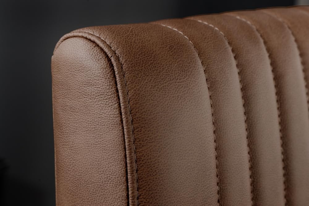 Riess Ambiente Moderner Freischwinger Stuhl Big Aston Echtleder - Vintage braun schwarz - Federkern Metall Esszimmerstuhl Ziersteppung