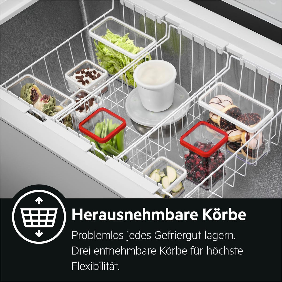 AEG AHB526D1LW Gefriertruhe / 254 L / LowFrost - weniger Eisbildung / Temperaturalarm / Rollen / D
