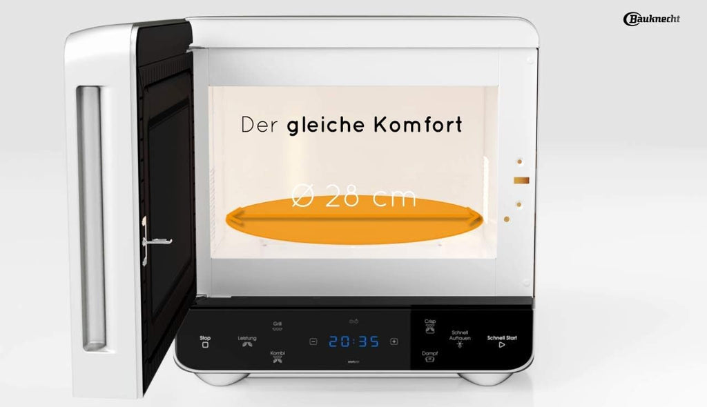 Bauknecht MW 39 WSL / Kombination Grill und Mikrowelle / Crisp Funktion / 700 W / 13 L Garraum / Super-Kompakt Design / Dampfgarfunktion / Schnellauftau-Funktion, Weiß/Silber