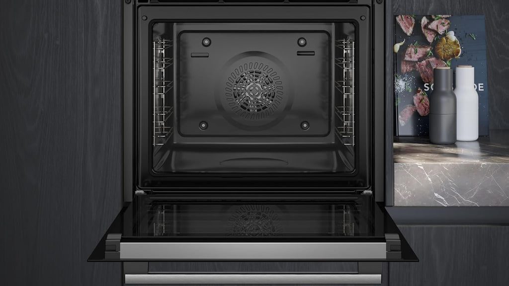 Siemens HB572ABS4 iQ300 Einbau-Backofen, 60 x 60 cm, LED-Touchbedienung, cookControl10, 3D-Heißluft, Umluftgrill, Schnellaufheizung, Pyrolyse, activeClean, Kindersicherung, Edelstahl