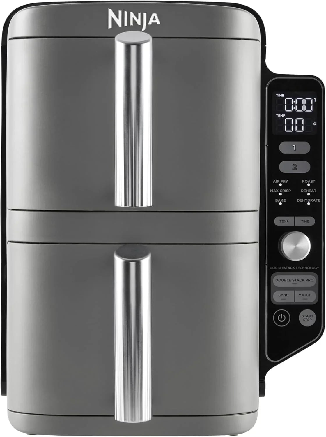 Ninja Double Stack XL Air Fryer, 9.5 Litre, Vertical Double Drawer, 4 Cooking Levels, 2 Drawers and 2 Grids, Space Saving Design, 6 Cooking Functions, 8 Portions, Black/Copper, SL400EUCP