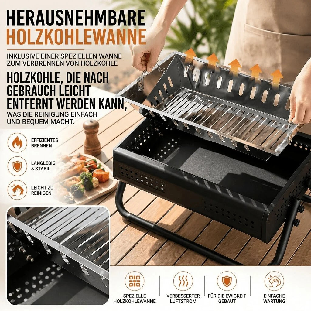 Tragbarer Camping Holzkohlegrill | Glutkron
