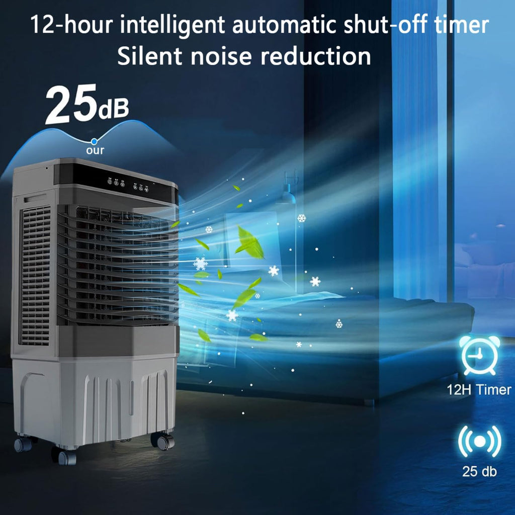 Klimaanlage Mobile Klimagerät mit Wasserkühlung Leise Luftkühler Air Conditioner mit 120°Oszillierend 1-12Timer leiser Betrieb 45L Wassertank Verdunstungskühler für Zimmer Wohnungen