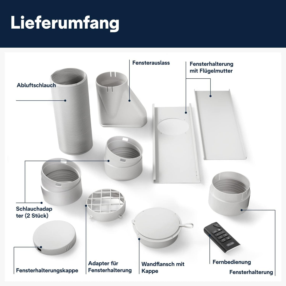 De'Longhi Pinguino PAC EX100 Silent mobiles Klimagerät mit Abluftschlauch, Klimaanlage für Räume bis 110 m³, Luftentfeuchter, Ventilationsfunktion, 24h-Timer, Weiß